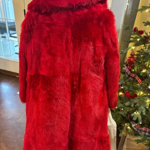 LUX Banana Republic Toscana Red Madder Shearling Luxury Coat - Picture 10 of 11